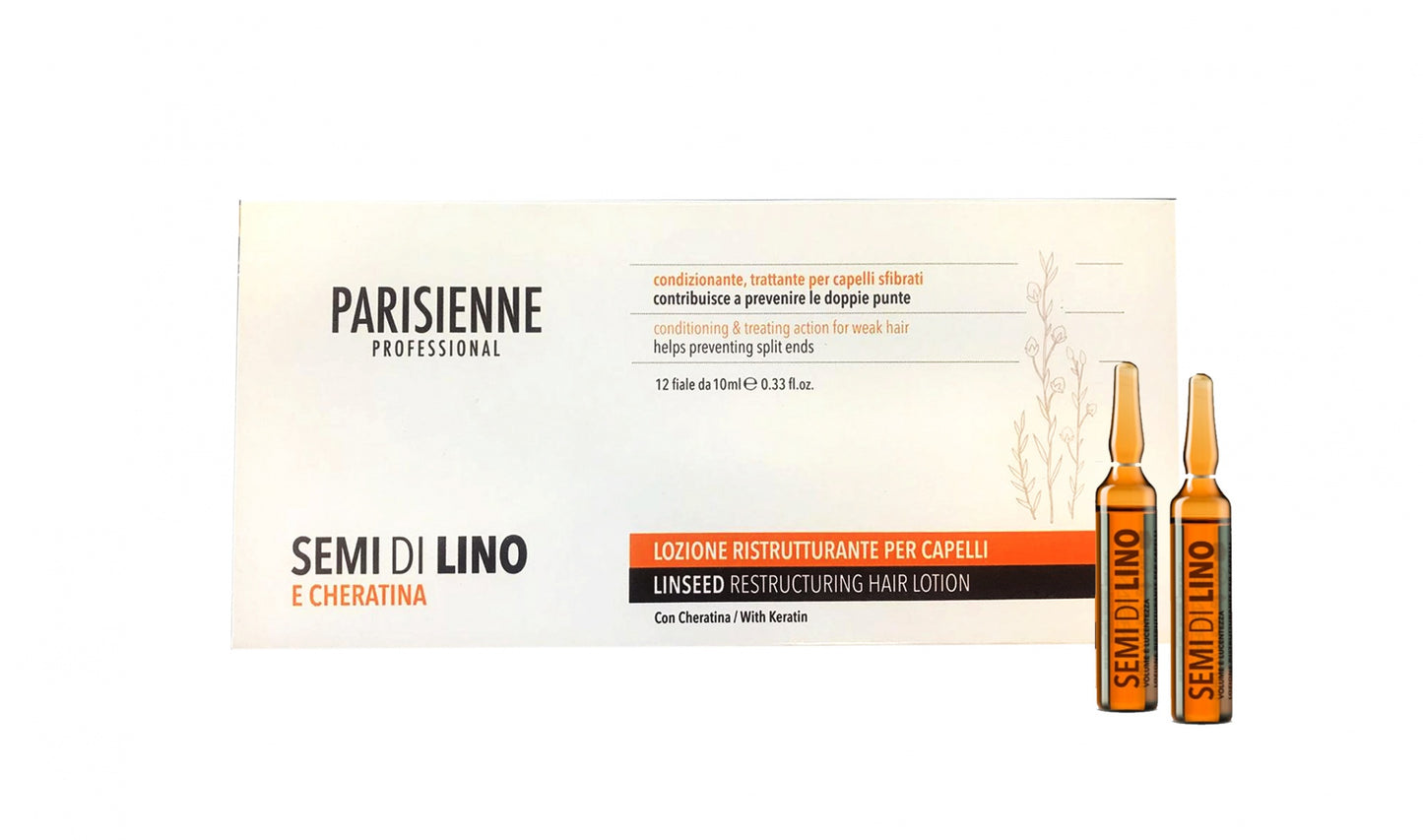 Ristrutturante per Capelli Semi di Lino e Cheratina per Capelli Sfibrati 12 Fiale da 10ml