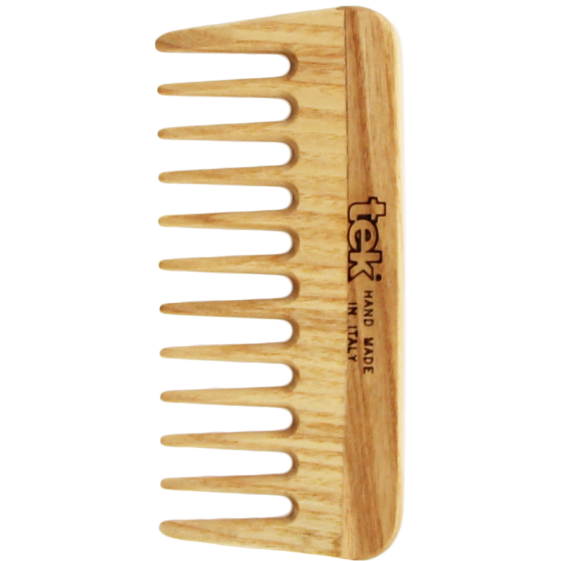 Tek - Mini Pettine in Legno a Denti Radi Senza Manico