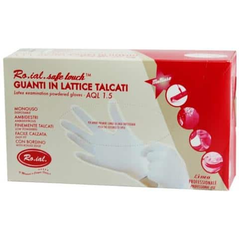 Guanti mano Talcati in lattice 100 pezzi Ro.ial