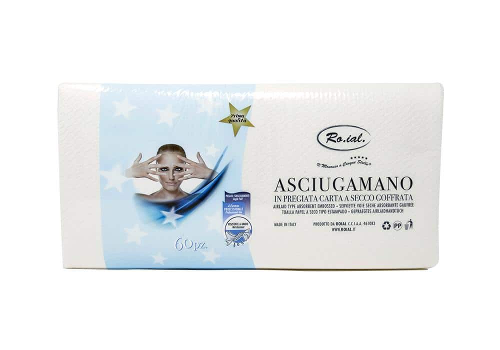 Asciugamani in pregiata carta a secco goffrata Roial 100 pz