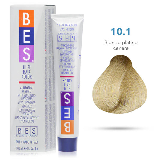 Bes Hi-Fi Hair Color Liposomi vegetali 10.1 BIONDO PLATINO CENERE INTENSO - Tinta per capelli - 100ml