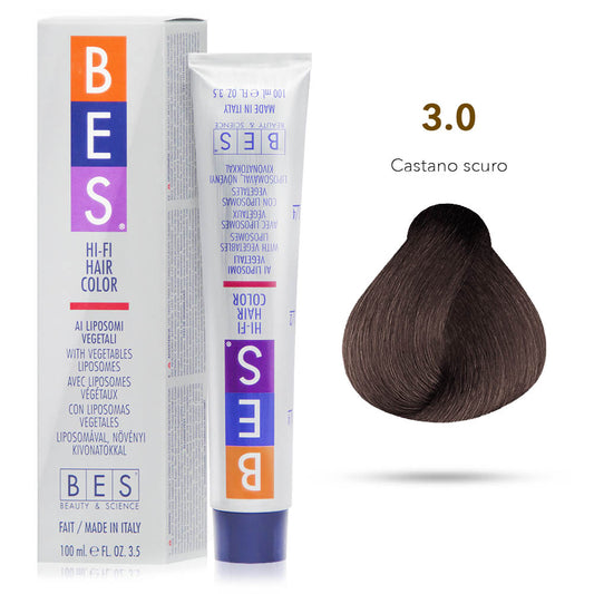 Bes Hi-Fi Hair Color Liposomi vegetali 3.0 CASTANO SCURO  - Tinta per capelli - 100ml