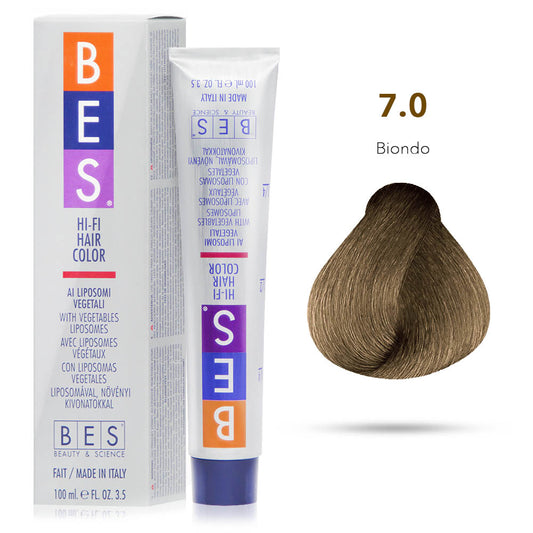 Bes Hi-Fi Hair Color Liposomi vegetali 7.0 BIONDO  - Tinta per capelli - 100ml