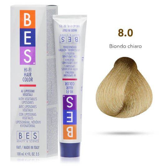 Bes Hi-Fi Hair Color Liposomi vegetali 8.0 BIONDO CHIAR0 - Tinta per capelli - 100ml