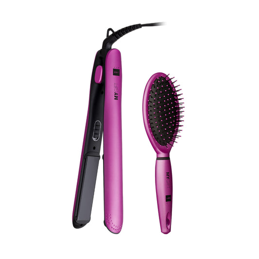 Labor - My Gift kit piastra professionale e spazzola per capelli fucsia