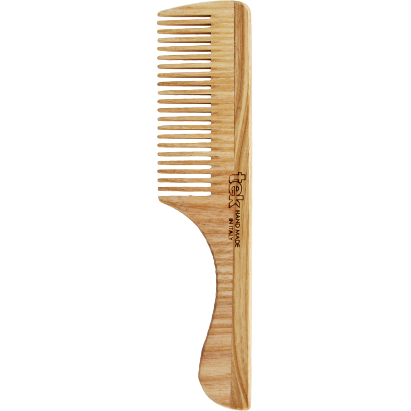 Tek - Pettine a Denti Fitti con Manico in Legno