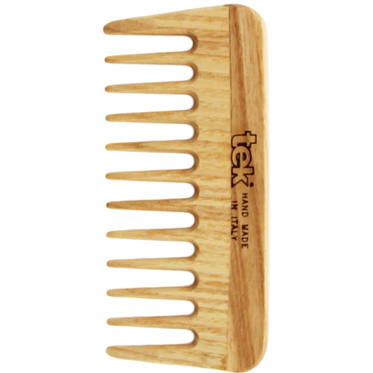 Tek - Mini Pettine in Legno a Denti Radi Senza Manico